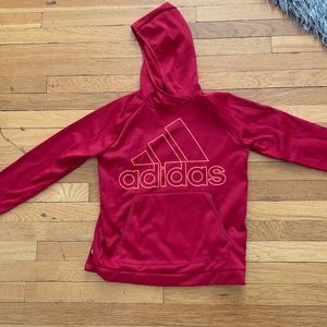 Red Women’s Adidas badge of sport hoodie